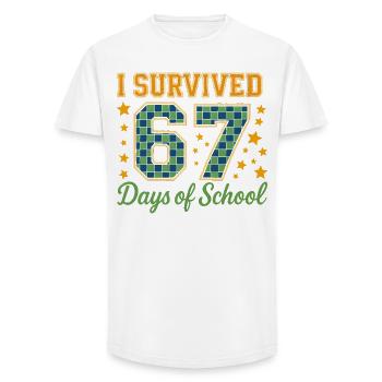 67 Tage Schule Überlebt - Long Fit Männer T-Shirt - Weiß - Vorne - AI Model Male 185 light (185cm)
