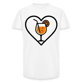 Spritz Heart Cocktail Boisson d’été à l’orange - T-shirt coupe longue homme - blanc - Devant - AI Model Male 185 light (185cm)