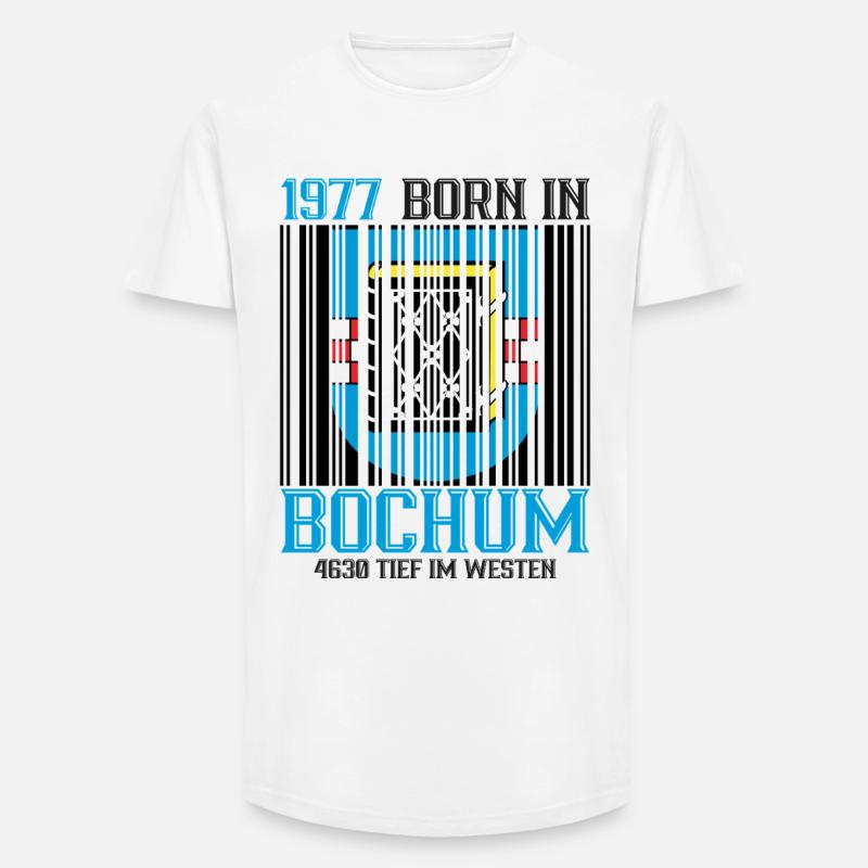 1977 Bochum Shield Barcode - Long Fit Männer T-Shirt - Weiß