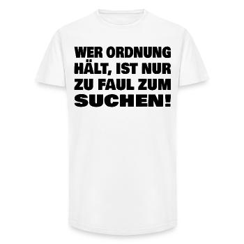 Wer Ordnung hält Spruch Funshirt - Long Fit Männer T-Shirt - Weiß - Vorne - AI Model Male 185 light (185cm)