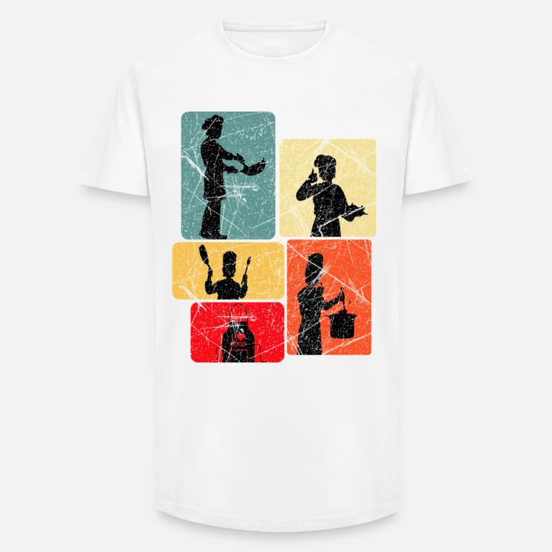 Küchenhelden Silhouetten Muster - Long Fit Männer T-Shirt - Weiß