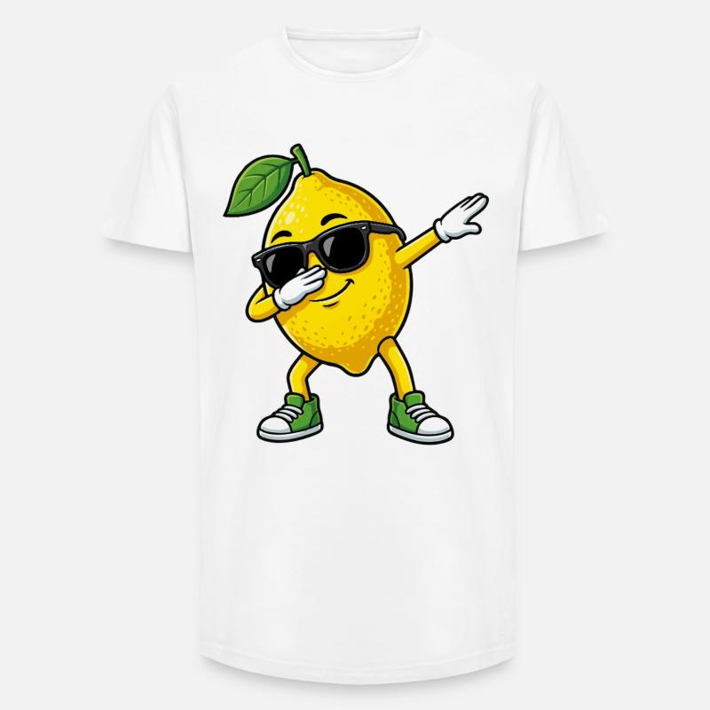 Lustige Zitrone in Dab-Pose Cartoon - Long Fit Männer T-Shirt - Weiß