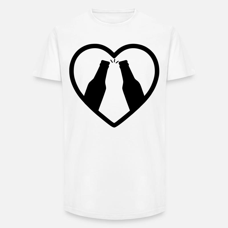 Herz-Bierflaschen, Prost, Geschenk - Long Fit Männer T-Shirt - Weiß