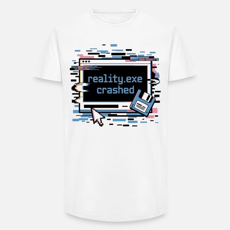 Reality.exe Crashed Retro Pixel Design - Long Fit Männer T-Shirt - Weiß