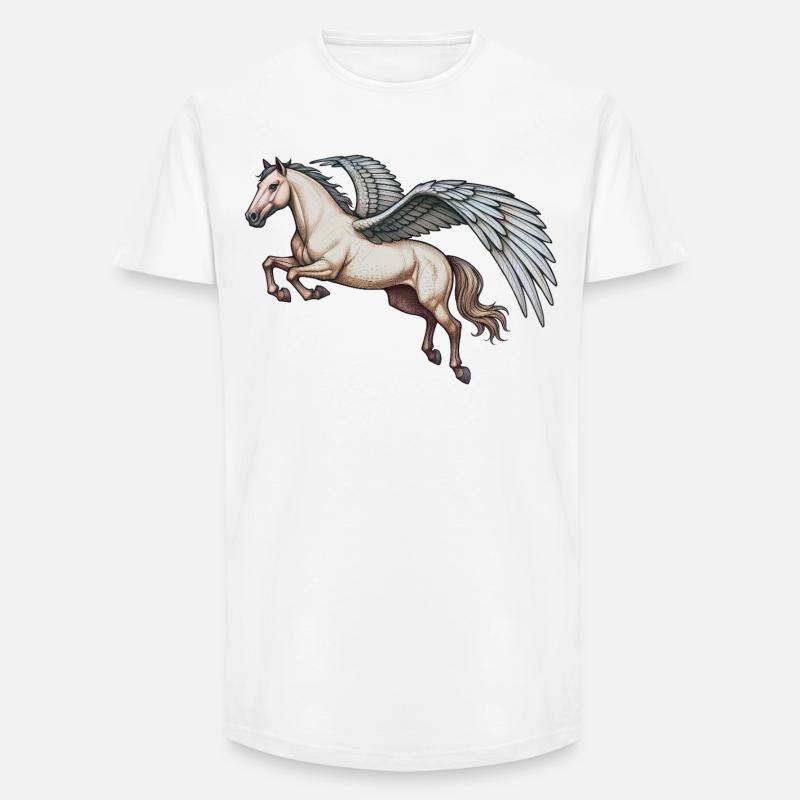 PEGASUS - dyr - T-skjorte herre med lang passform - hvit
