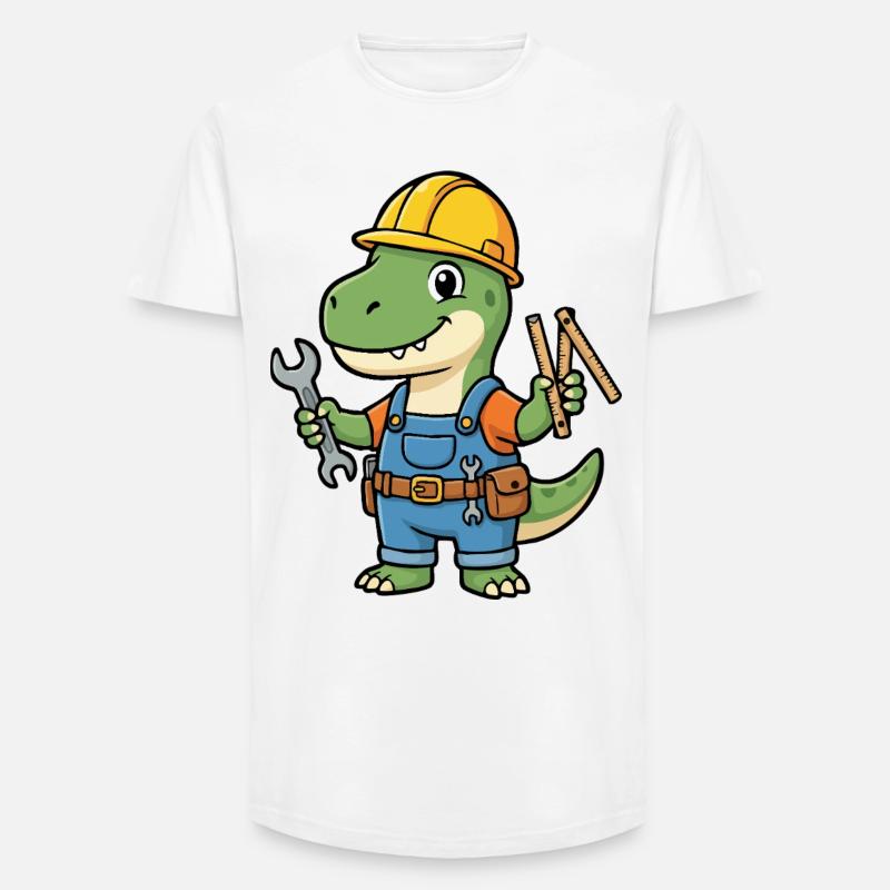 Dino construction worker with tools - Long Fit Men's T-Shirt - white