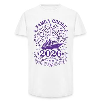 Croisière en famille 2026 Bonne année Salut - T-shirt coupe longue homme - blanc - Devant - AI Model Male 185 light (185cm)