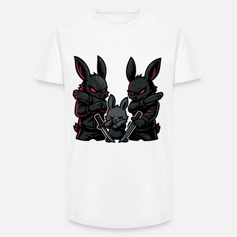 osterhase ninja dabbing, bunny mit katanas - Long Fit Männer T-Shirt - Weiß