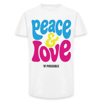 PEACE LOVE #4 - let's talk - T-shirt coupe longue homme - blanc - Devant - AI Model Male 185 light (185cm)