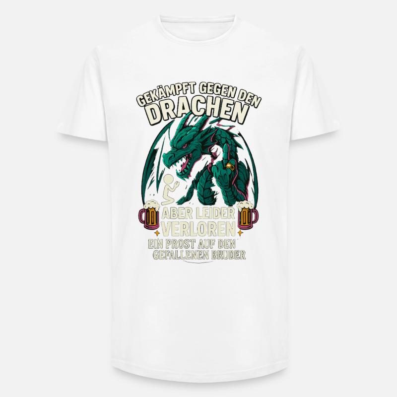 Drachenkampf Bruder, JGA Bierfreunde Spaß - Long Fit Männer T-Shirt - Weiß