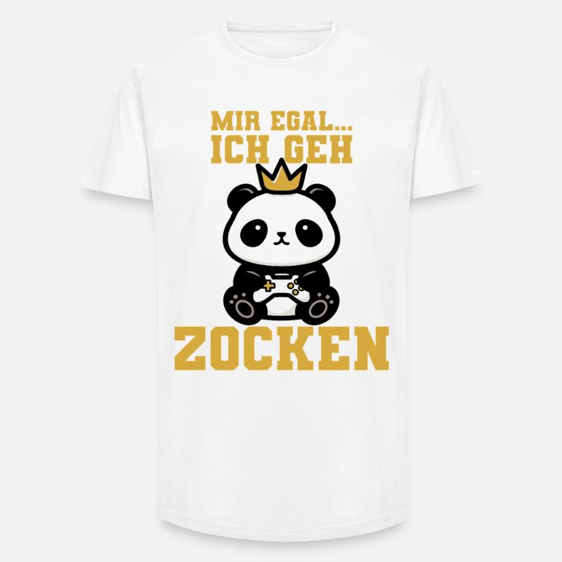 Panda Controller Krone - Long Fit Männer T-Shirt - Weiß