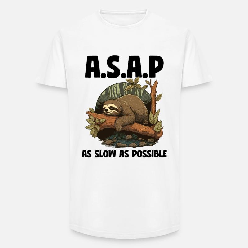 Sloth ASAP As Slow As Possible - Long Fit Men's T-Shirt - white