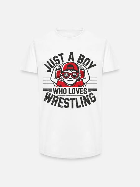 Wrestling, Ringen, Just A Boy Who Loves Wrestling - Long Fit Männer T-Shirt - Weiß