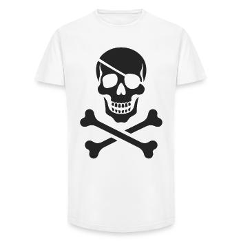 Le classique Jolly Roger Pirate Scream - T-shirt coupe longue homme - blanc - Devant - AI Model Male 185 light (185cm)