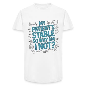 ICU Nurse My Patient's Stable Acute Care Nurse - Long Fit Men's T-Shirt - white - Front - AI Model Male 185 light (185cm)