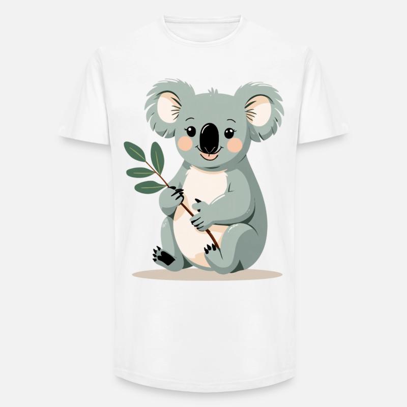 Small koala with a leaf branch - Long Fit Men's T-Shirt - white
