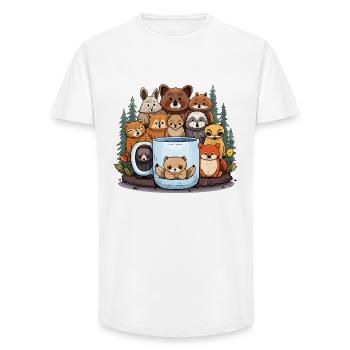 Animaux forestiers autour des coupes - T-shirt coupe longue homme - blanc - Devant - AI Model Male 185 light (185cm)