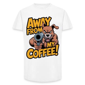 Loin de mon café ! - T-shirt coupe longue homme - blanc - Devant - AI Model Male 185 light (185cm)