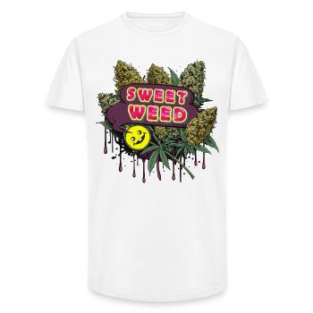 Sweet Weed - Long Fit Männer T-Shirt - Weiß - Vorne - AI Model Male 185 light (185cm)