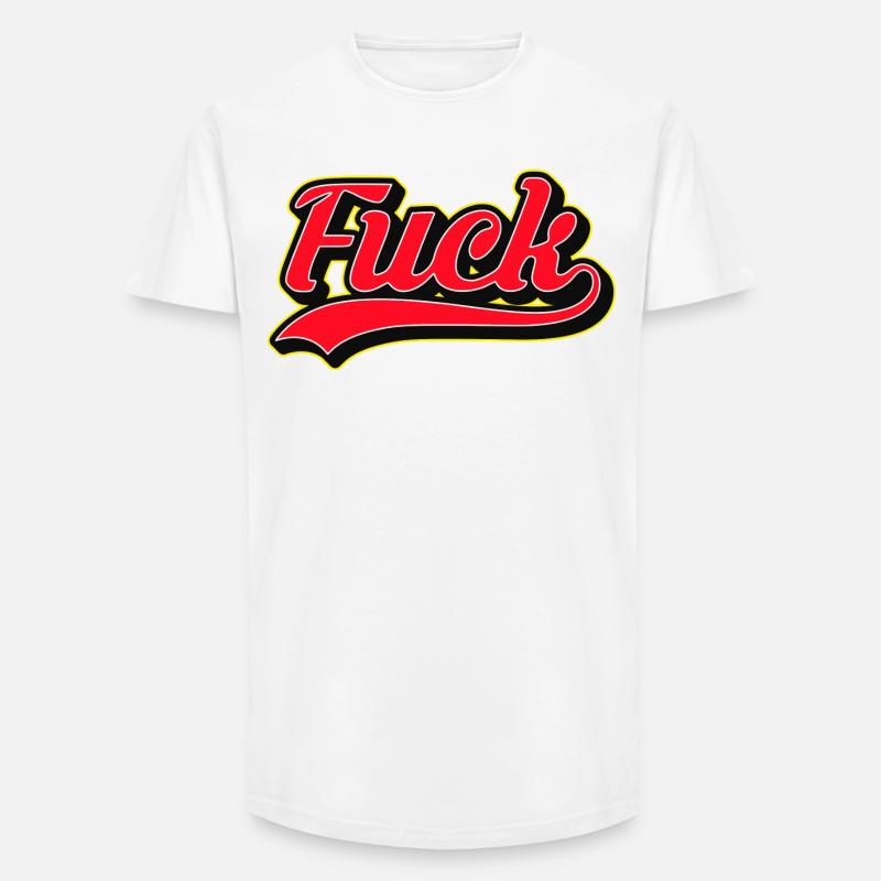 Bold F Word Retro Script Tee - Long Fit Men's T-Shirt - white