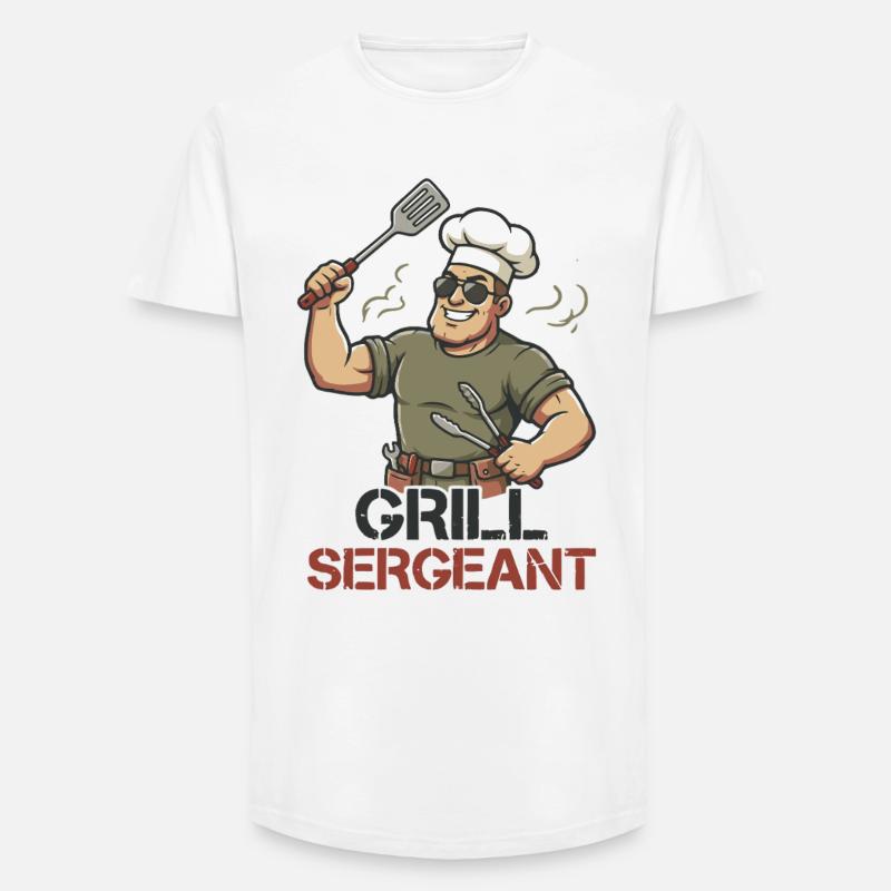 Grill Sergeant Lustiger BBQ Grillchef - Long Fit Männer T-Shirt - Weiß