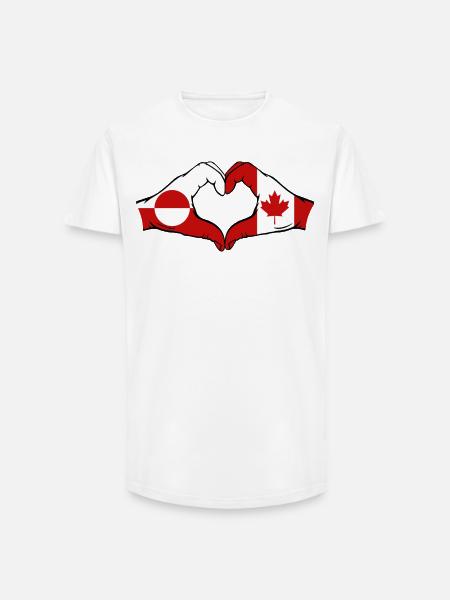 Greenland Canada Flag Hands Heart Shape - Long Fit Men's T-Shirt - white