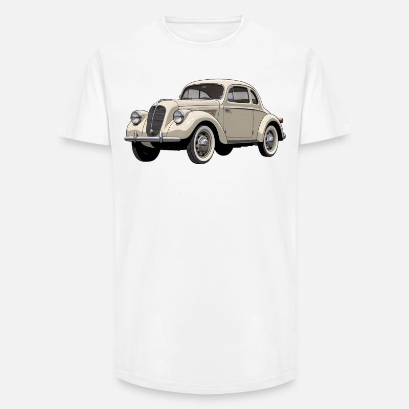 Beige Oldtimer Coupé Artwork - Long Fit Männer T-Shirt - Weiß