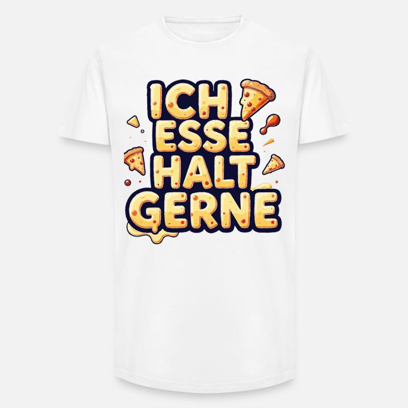 Ich esse halt gerne Pizza - Long Fit Männer T-Shirt - Weiß