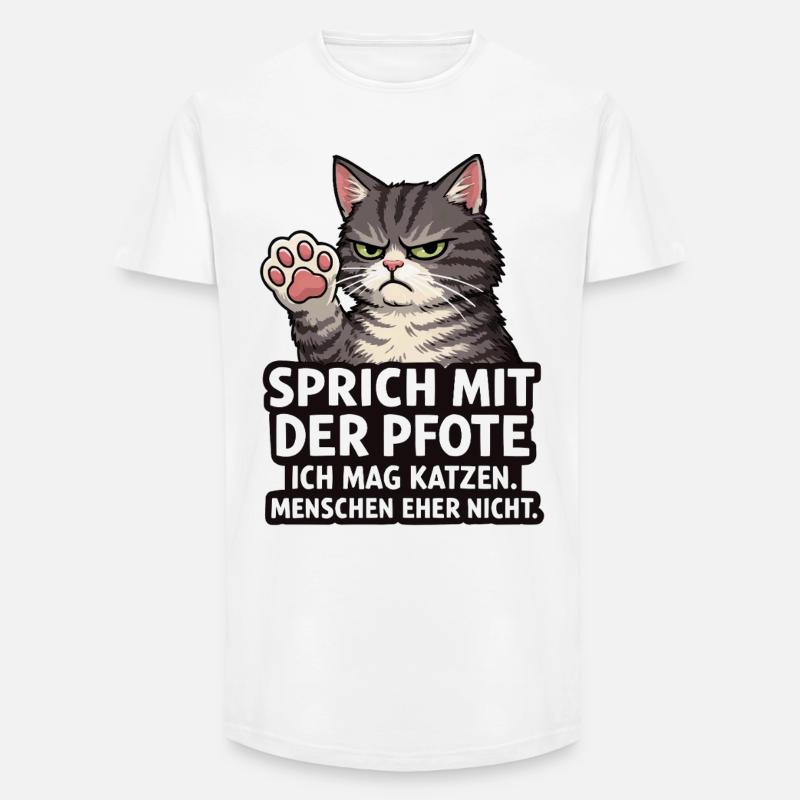 Sprich mit der Pfote – Grumpy Katze - Long Fit Männer T-Shirt - Weiß