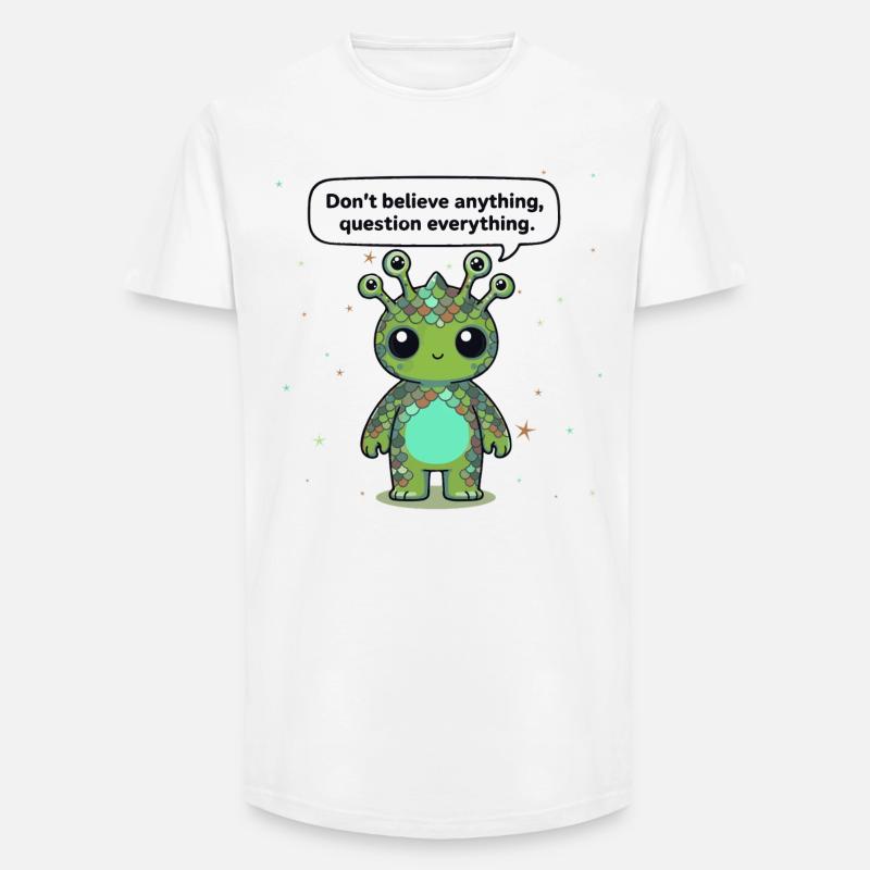 Curious Alien - Statement: Question everything - Long Fit Men's T-Shirt - white