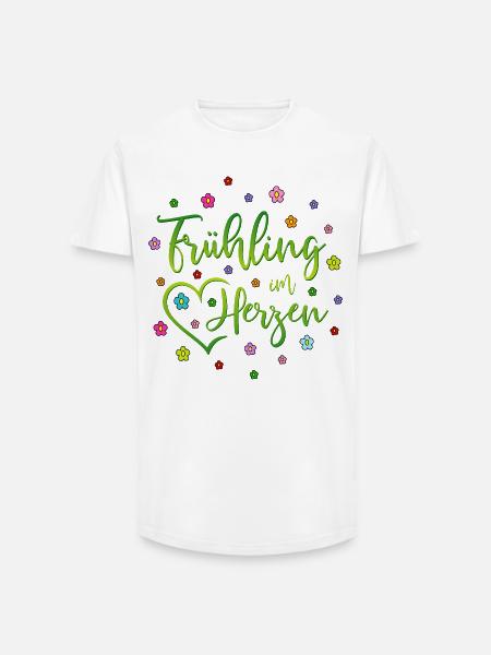 Spring in the heart - Long Fit Men's T-Shirt - white