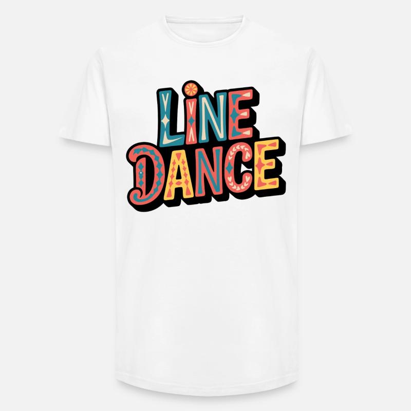 Line Dance-bokstäver: Färgexplosion - T-shirt herr med lång passform - vit