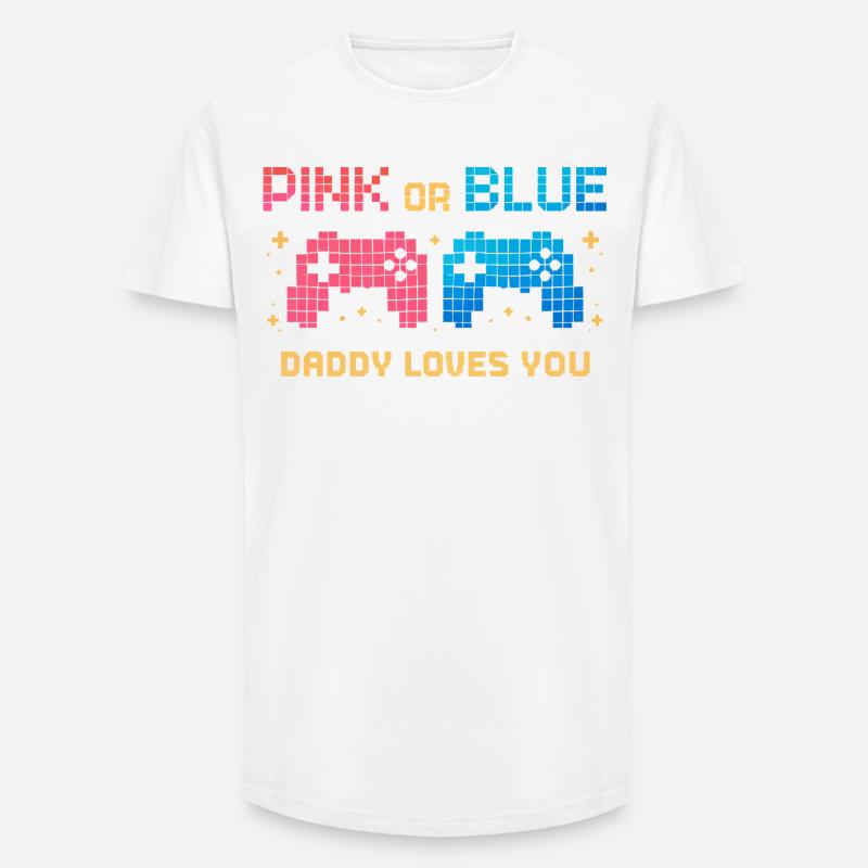 Pink or Blue Pixel Controller - Long Fit Men's T-Shirt - white
