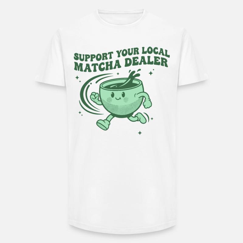 Supporta il tuo rivenditore locale di matcha Funny Matcha Tea - T-shirt uomo a vestibilità lunga - bianco