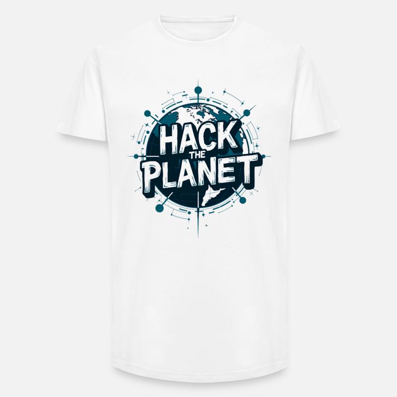 Motivo Globe Hack – Planetary Techstyle - T-shirt uomo a vestibilità lunga - bianco