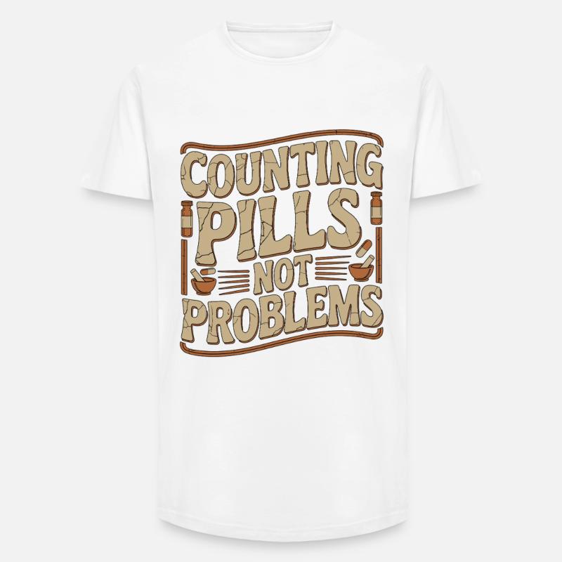 Pharmacist Student Counting Pills Pharmacy Trainee - Long Fit Männer T-Shirt - Weiß