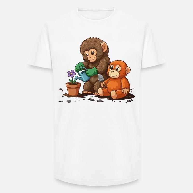 the monkey punch - Affe Gartenarbeit - Long Fit Männer T-Shirt - Weiß