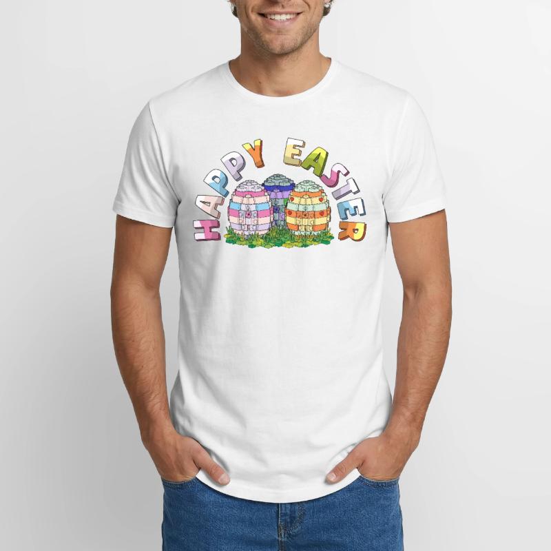Happy Easter Brick Builder Easter Eggs Bricks Long Fit Men's T-Shirt