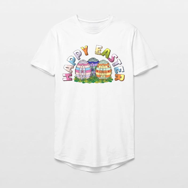 Happy Easter Brick Builder Easter Eggs Bricks Long Fit Men's T-Shirt