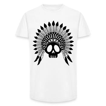 Indian Chief Skull (Black) - Long Fit Men's T-Shirt - white - Front - AI Model Male 185 light (185cm)
