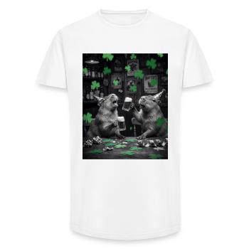 St Patrick Capybara Toast in the Pub - Long Fit Men's T-Shirt - white - Front - AI Model Male 185 light (185cm)