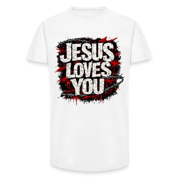 Jesus loves You - Long Fit Men's T-Shirt - white - Front - AI Model Male 185 light (185cm)