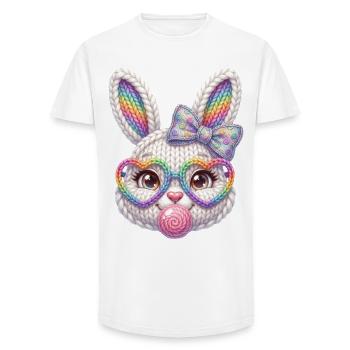 Easter Bunny Bubble Heart Glasses Rainbow - Long Fit Men's T-Shirt - white - Front - AI Model Male 185 light (185cm)