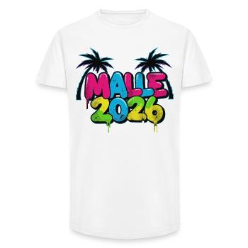 Malle 2026 Mallorca Party - Long Fit Männer T-Shirt - Weiß - Vorne - AI Model Male 185 light (185cm)
