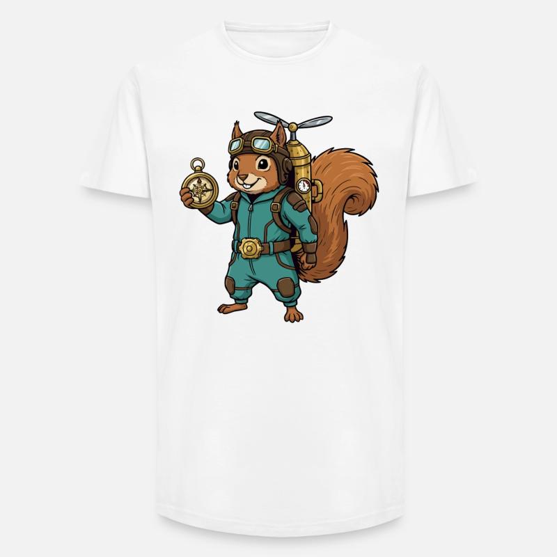 Squirrel Steampunk Aviator Jetpack-Kompass - Long Fit Männer T-Shirt - Weiß