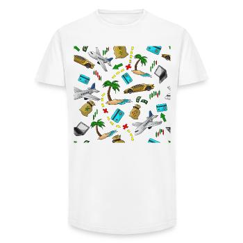 Schéma d’argent de voyage - T-shirt coupe longue homme - blanc - Devant - AI Model Male 185 light (185cm)