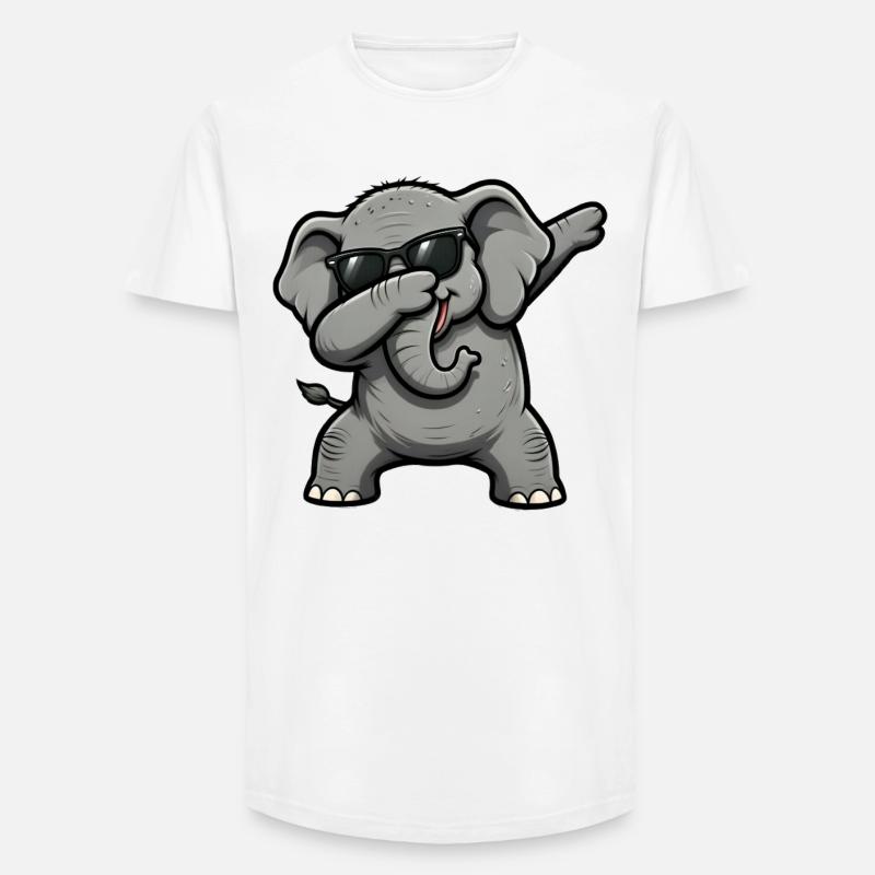 Dabbing Elefant - Long Fit Männer T-Shirt - Weiß