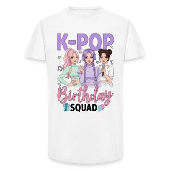 K-Pop Birthday Squad - Long Fit Men's T-Shirt - white - Front - AI Model Male 185 light (185cm)