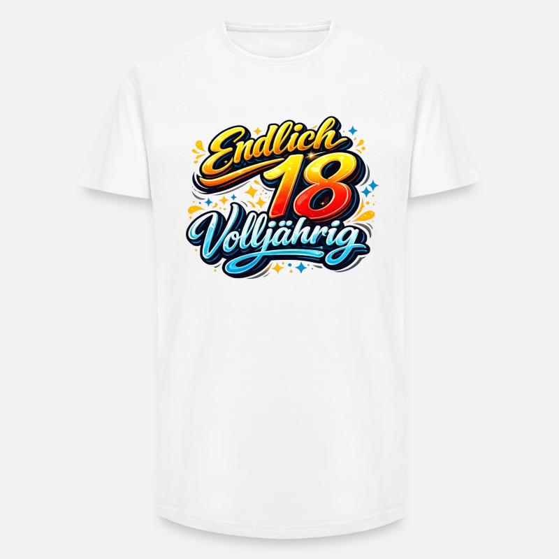Endlich 18 Volljährig Neon Script - Long Fit Männer T-Shirt - Weiß