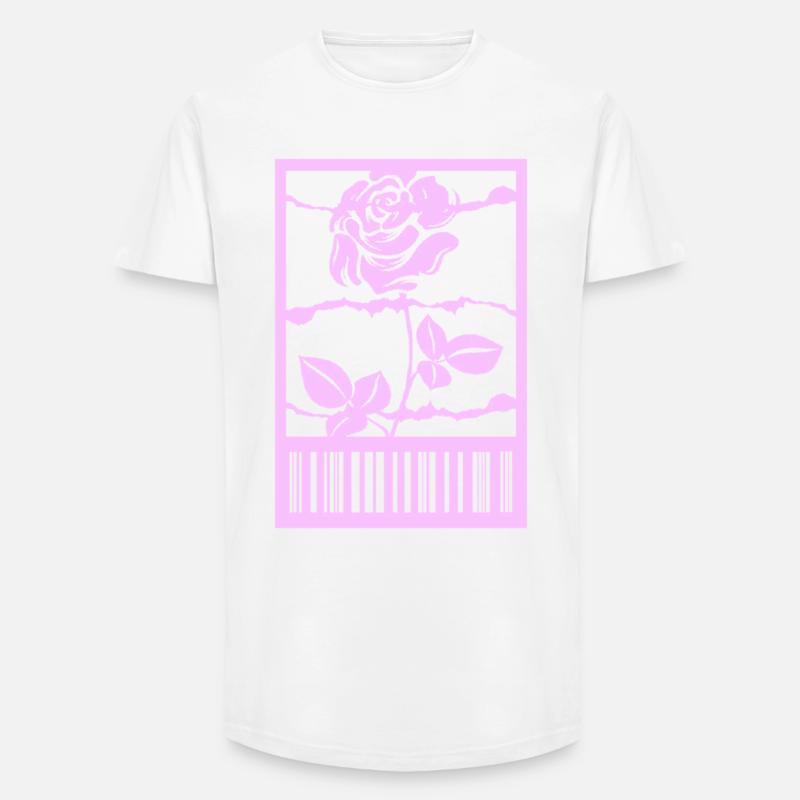 Gothic Rose Stacheldraht Strichcode Urban Style - Long Fit Männer T-Shirt - Weiß